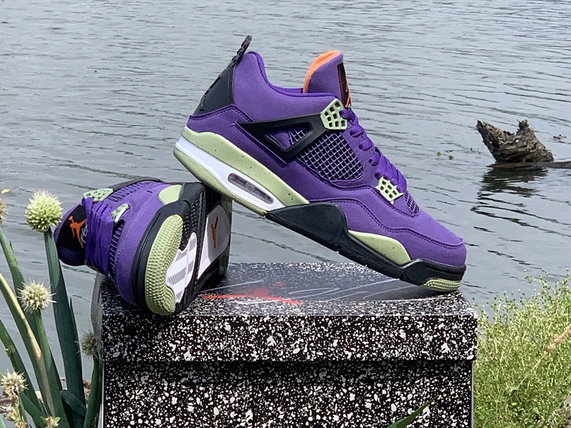 2022 Men Air Jordan 4 Purple Black Grey Shoes
